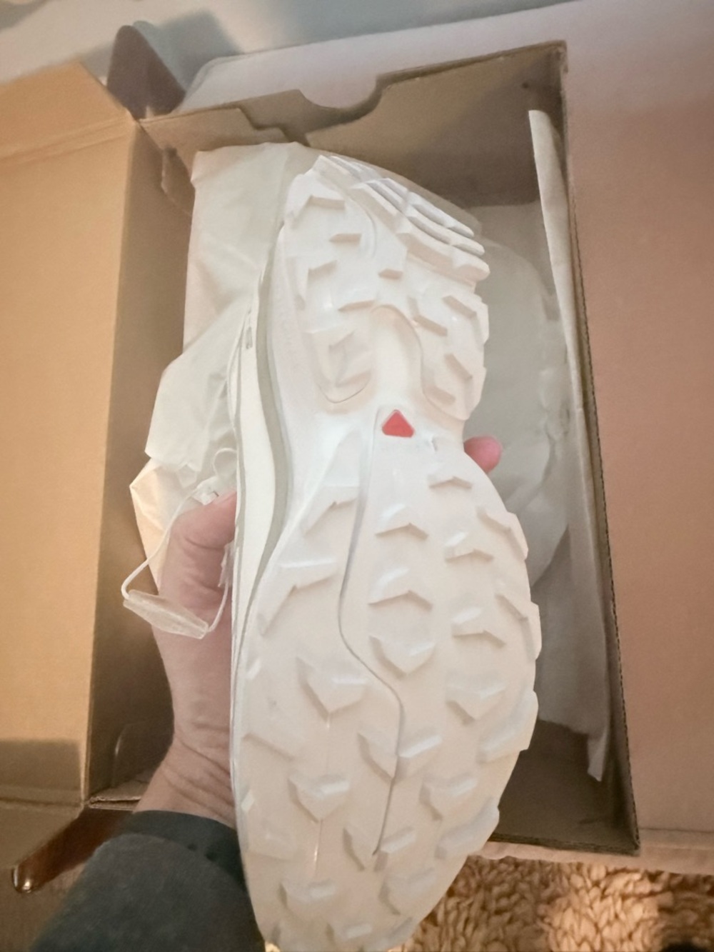Salomon XT6 White Trail Running Sneaker with Subtle Gray Accents, Size 8W/7M - Picture 3 of 4